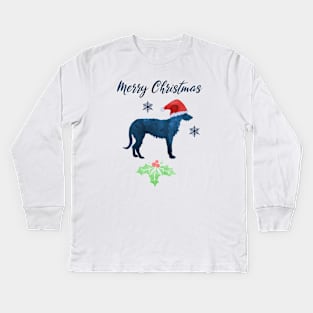 Christmas Deerhound Xmas Dog Art Kids Long Sleeve T-Shirt